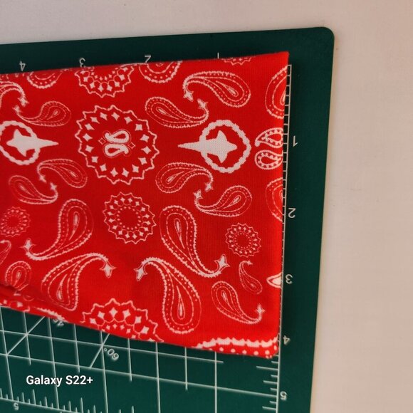 Red Paisley Print Bandana Headband/Neck Gaiter Multifunctional Unisex Accessory - Picture 3 of 8